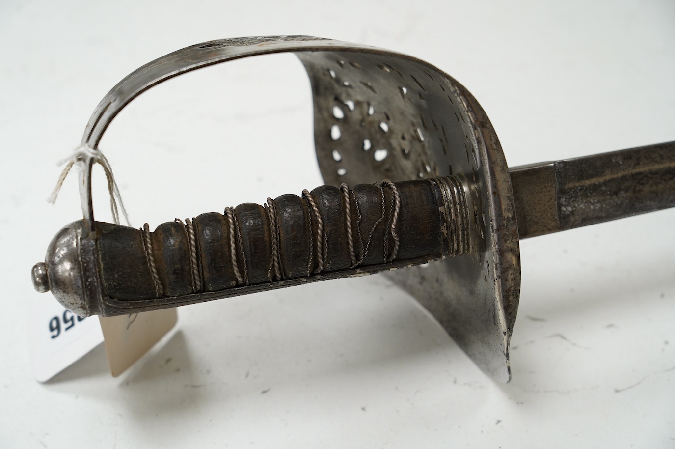 A Victorian 1897 pattern Royal Engineers officer’s sword by Wilkinson, No. 27191, etched with regimental devices, owner’s crest and initials, regulation steel guard, blade 83cm. Condition - poor